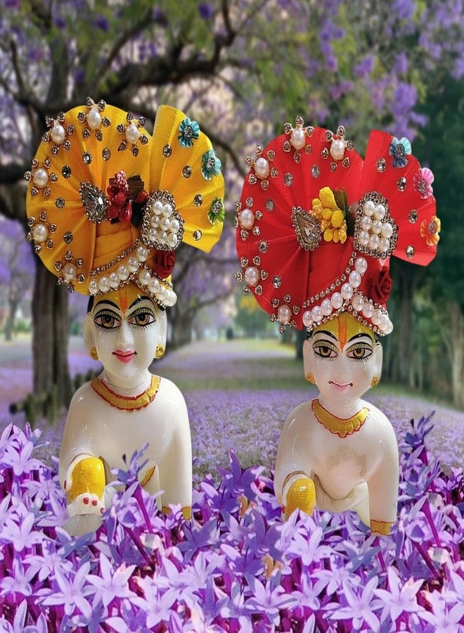 PARTISH Heavy Pagdi for Laddu Gopal Size 2 | Mukut for Ladoo Gopal Bal Gopal Kanha Ji Thakur Ji Size 0 1 2 3 4 5 6 (Red & Yellow,Pack of 2) - Image 5